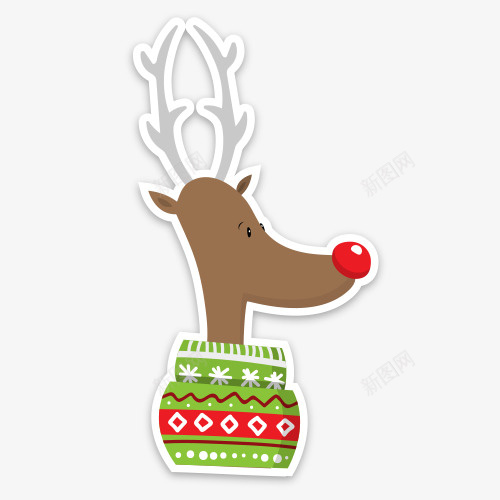 圣诞节贴纸png免抠素材_新图网 https://ixintu.com 圣诞节 彩色 清新 精美 贴纸 鹿