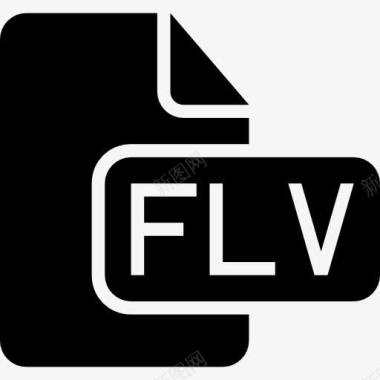 FLV文件类型的黑色界面符号图标图标