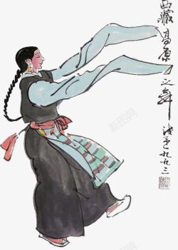 国画速写西藏高原舞者高清图片