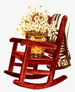 复古摇椅花朵素材