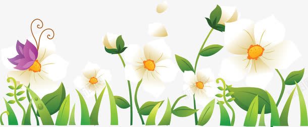 手绘白色可爱小花植物png免抠素材_新图网 https://ixintu.com 可爱 植物 白色