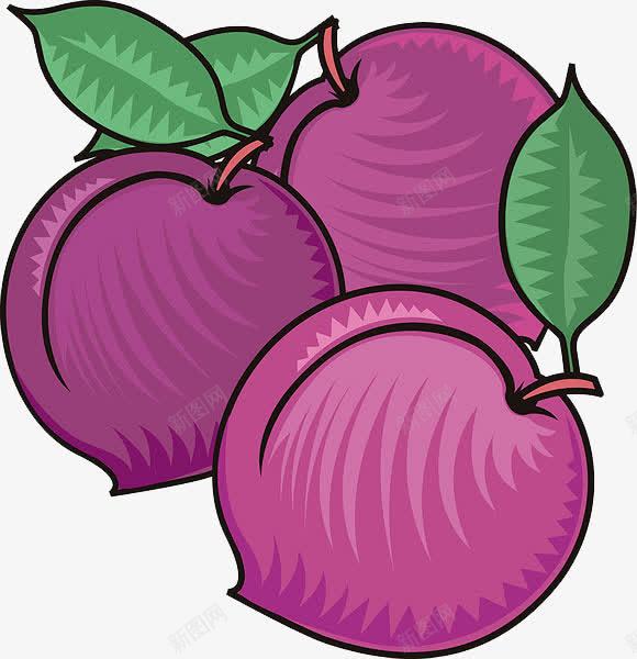 紫色桃子png免抠素材_新图网 https://ixintu.com 卡通 叶子 手绘 桃子 桔梗 简图 紫色 绿色