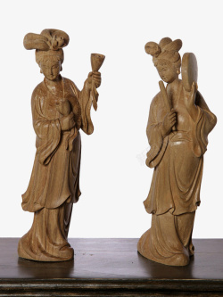 两个古典仕女木雕素材