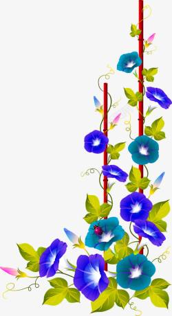 娓呮柊钃濊壊蓝色清新树藤装饰图案高清图片