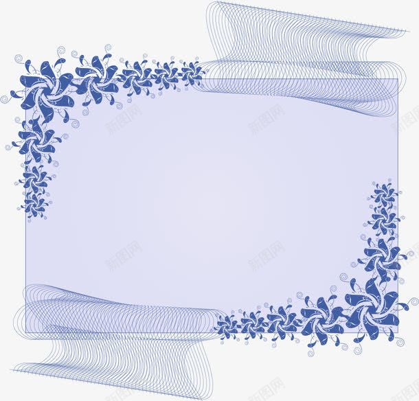蓝紫色花纹边框png免抠素材_新图网 https://ixintu.com 紫色 花纹边框 蓝色