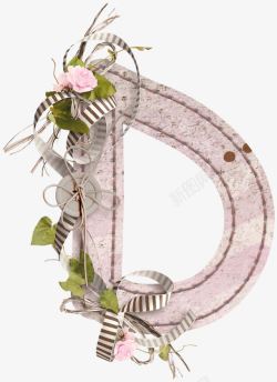 花卉装饰字母D素材