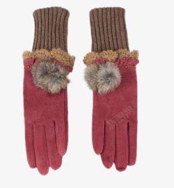秋冬兔毛手套kenmont女士皮手套保暖手套高清图片