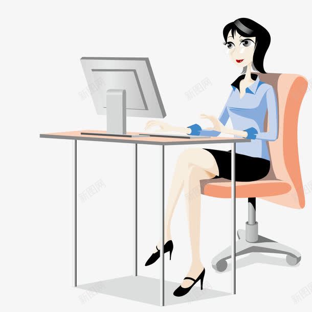 坐在电脑前办公的女孩png免抠素材_新图网 https://ixintu.com 办公 办公电脑 女孩 电脑 电脑办公