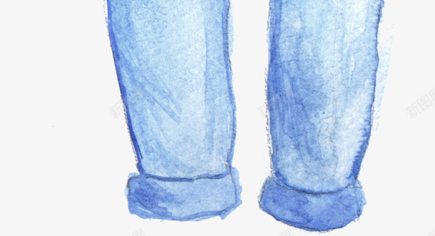 手绘裤子png免抠素材_新图网 https://ixintu.com 手绘画 矢量装饰 蓝色裤子 装饰 裤子