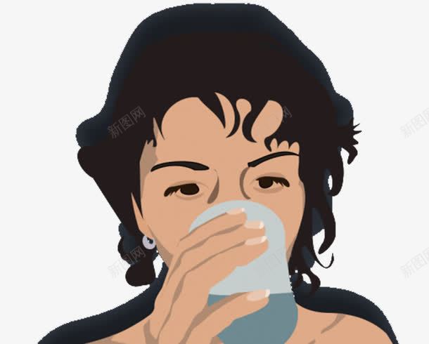 喝水的女人png免抠素材_新图网 https://ixintu.com 人物 卡通 喝水 喝水的人 彩绘 饮水