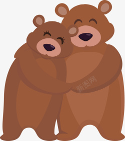 情侣大熊可爱情人节棕色大熊矢量图高清图片