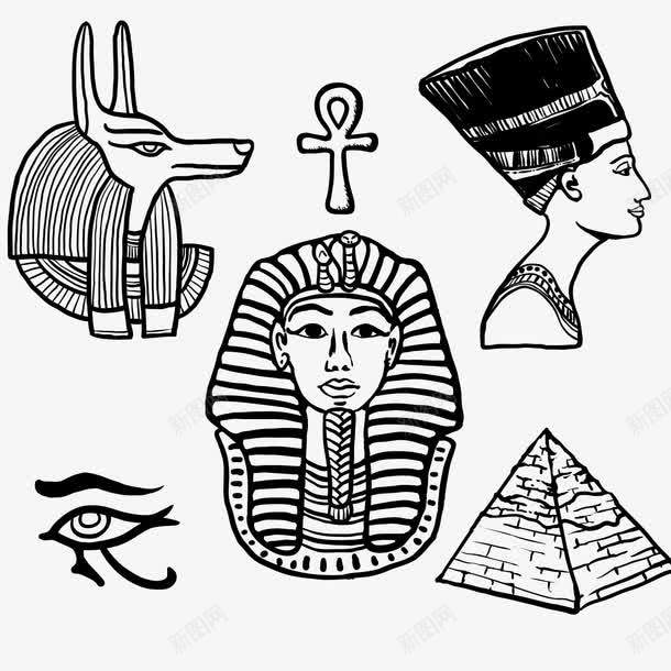 手绘古埃及png免抠素材_新图网 https://ixintu.com 埃及人 埃及元素 手绘 手绘素材 金字塔