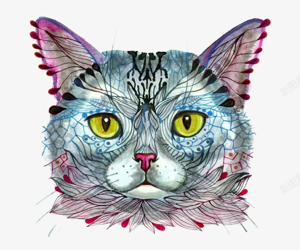 创意动物插画png免抠素材_新图网 https://ixintu.com 动物 图案 插画 水纹线条 线条