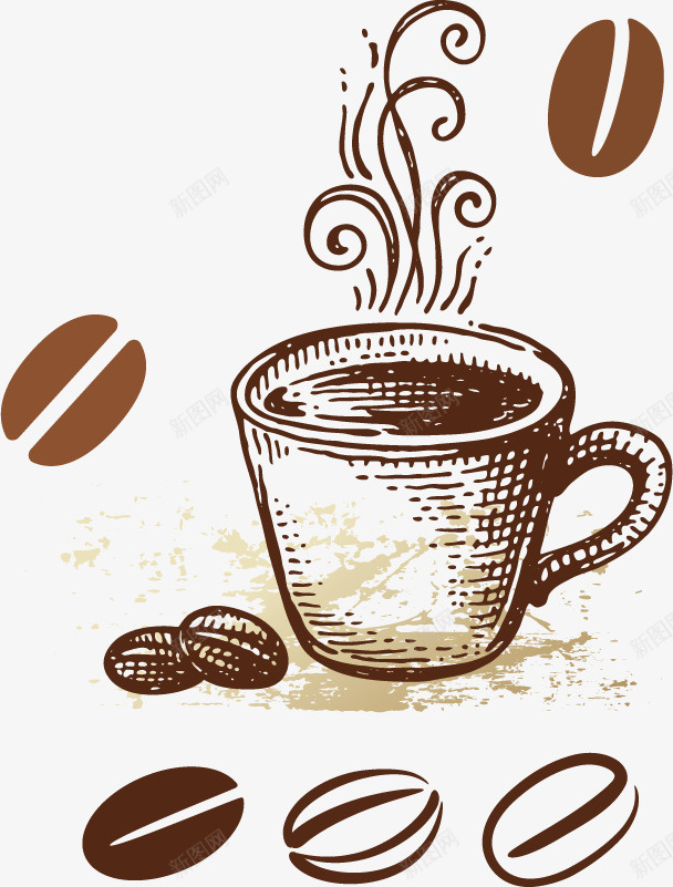 咖啡豆咖啡杯png免抠素材_新图网 https://ixintu.com 咖啡 咖啡豆 饮料