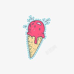 甜筒卡通红色冰淇淋素材