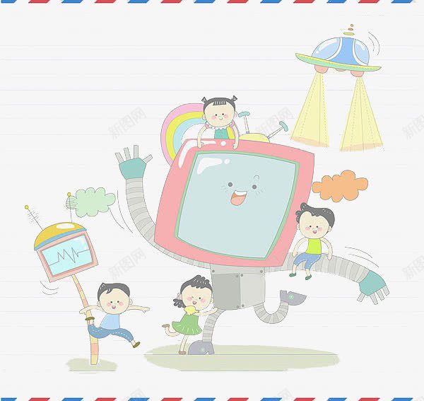 机器人和孩子玩耍png免抠素材_新图网 https://ixintu.com 卡通 孩子 机器人 玩耍