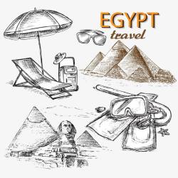 手绘埃及旅游素材
