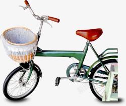 可爱卡通手绘绿色自行车素材