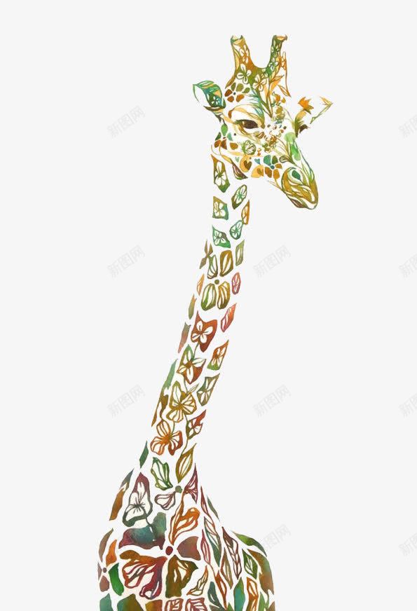 水彩长颈鹿png免抠素材_新图网 https://ixintu.com 卡通 手绘 装饰 长颈鹿