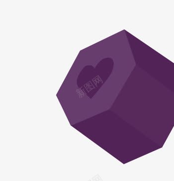 心psd免抠素材_新图网 https://ixintu.com 六边形 心 立体 素材 紫色