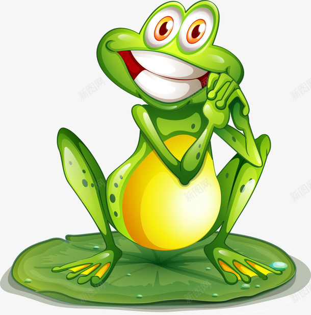 卡通绿色青蛙png免抠素材_新图网 https://ixintu.com 卡通青蛙 可爱青蛙 喜悦 开心 绿色青蛙