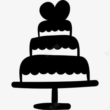 婚礼蛋糕的心图标图标