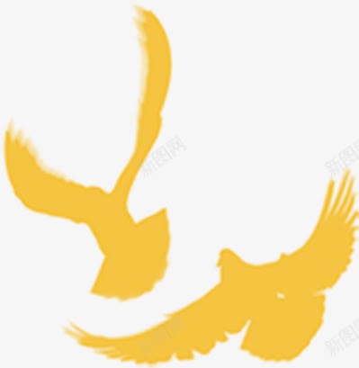 黄色和平鸽装饰背景png免抠素材_新图网 https://ixintu.com 和平鸽 背景 装饰 黄色