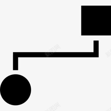 图形符号之间连接一个正方形和一个圆图标图标
