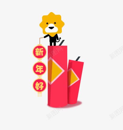 可爱红色鞭炮小人png免抠素材_新图网 https://ixintu.com 可爱 小人 新年好 红色 鞭炮