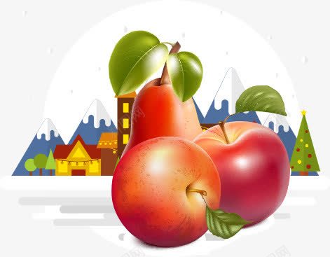 h5卡通水果png免抠素材_新图网 https://ixintu.com h5卡通水果 圣诞树 平安果 梨子 苹果
