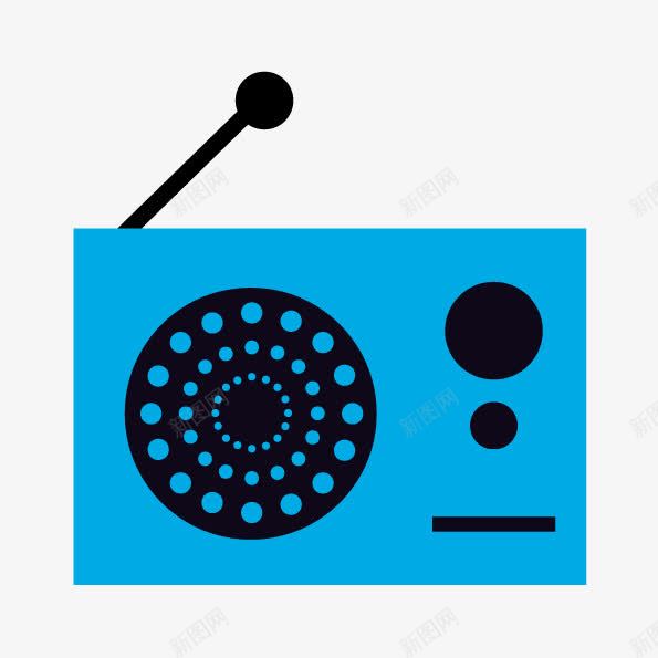 扁平化收音机png免抠素材_新图网 https://ixintu.com 听广播 扁平化收音机 收音机素材 蓝色收音机