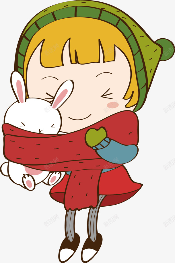 卡通可爱小女孩手绘小兔子矢量图ai免抠素材_新图网 https://ixintu.com 兔子卡通 卡通兔子 卡通女孩 矢量可爱 矢量图