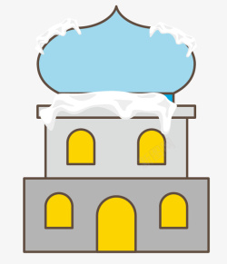 屋顶积雪蓝色箭塔房子屋顶积雪矢量图高清图片