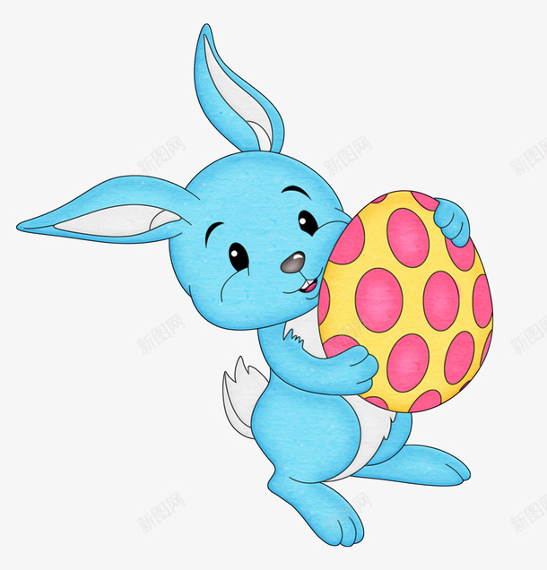 蓝色卡通小兔子png免抠素材_新图网 https://ixintu.com 兔子 卡通兔子 可爱 彩蛋 蓝色