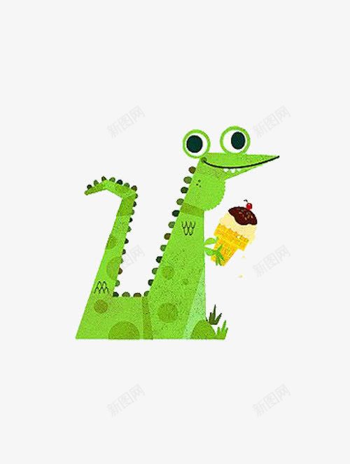 绿色蜥蜴png免抠素材_新图网 https://ixintu.com 冰淇淋 微笑 绿色 蜥蜴