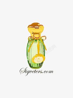 矢量绿色香水瓶手绘香水瓶高清图片