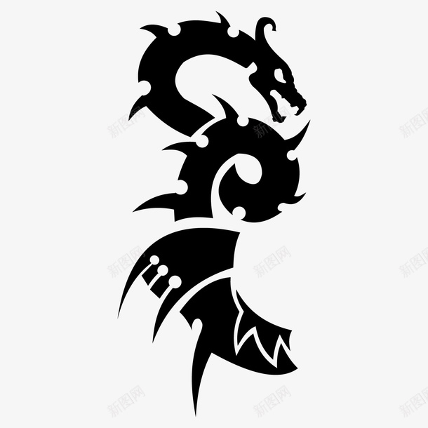 纹身图案png免抠素材_新图网 https://ixintu.com 创意纹身 怒吼的龙 纹身 霸气纹身 黑色的龙 龙纹身