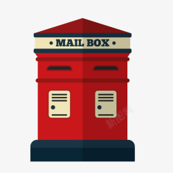 邮箱筒卡通红色复古邮筒高清图片