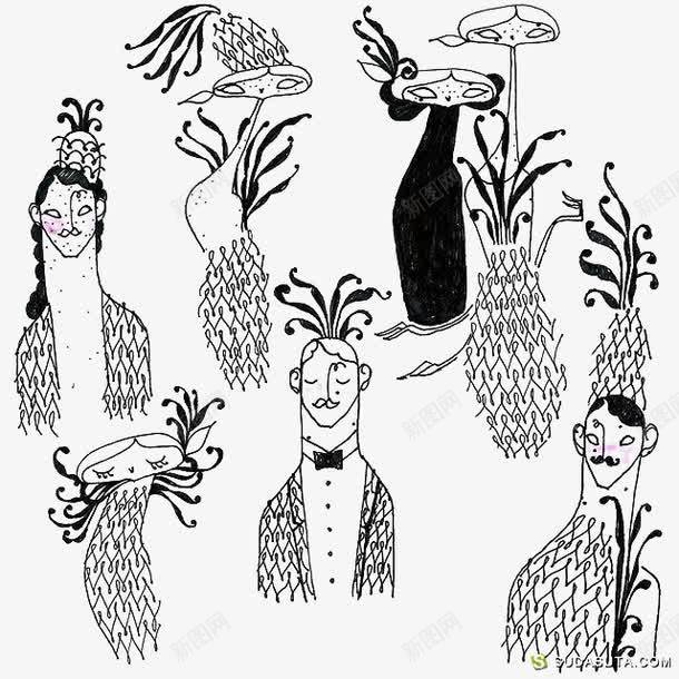 简单手绘吃png免抠素材_新图网 https://ixintu.com 女人 手绘插图 时尚插画 男人 简约