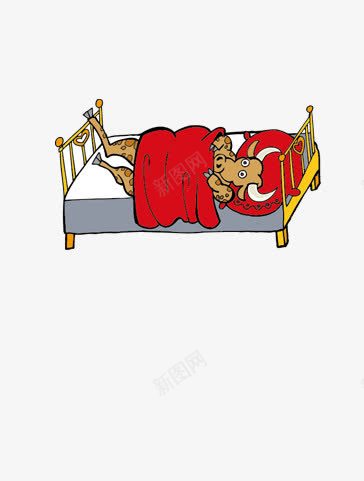 卡通动物睡觉png免抠素材_新图网 https://ixintu.com 卡通动物 卡通手绘 床 手绘动物 睡觉