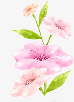 粉色彩色水墨花朵素材