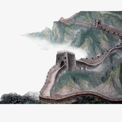 水墨长城素材