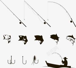 鱼竿图标黑色鱼竿鱼竿图标高清图片