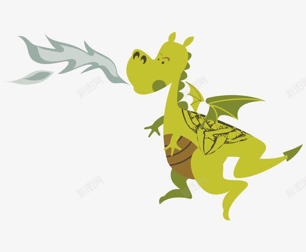 卡通手绘喷火绿色恐龙矢量图ai免抠素材_新图网 https://ixintu.com 卡通的恐龙 手绘的恐龙 矢量的动物 绿色的恐龙 矢量图