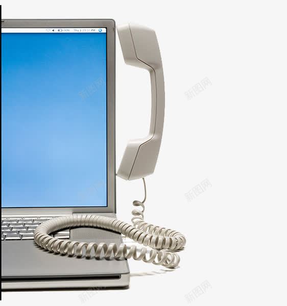 电脑电话png免抠素材_新图网 https://ixintu.com 办公室 工作 手提电脑 电话线