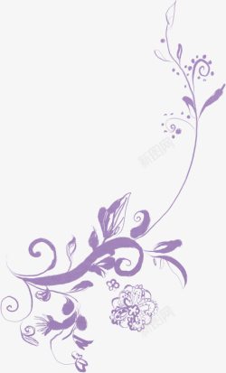 紫色花叶手绘紫色唯美花叶高清图片