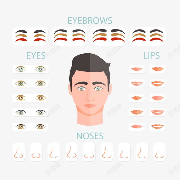 男性化妆png免抠素材_新图网 https://ixintu.com 眼耳口鼻 高清