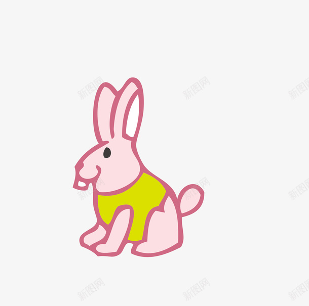穿绿色衣服的卡通小兔子png免抠素材_新图网 https://ixintu.com 兔子嘴巴 动物 卡通 可爱的 小兔子 牙齿 耳朵 衣服