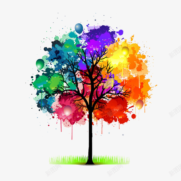 彩色抽象树psd免抠素材_新图网 https://ixintu.com 彩色 抽象 树 草