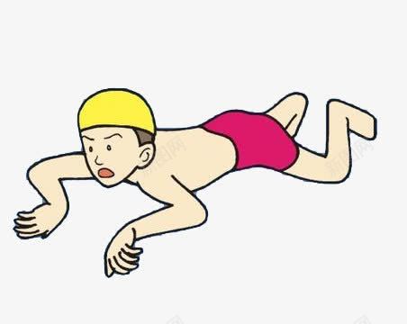 游泳的小男孩png免抠素材_新图网 https://ixintu.com 手绘图片 游泳运动 粉色泳裤 黄色帽子